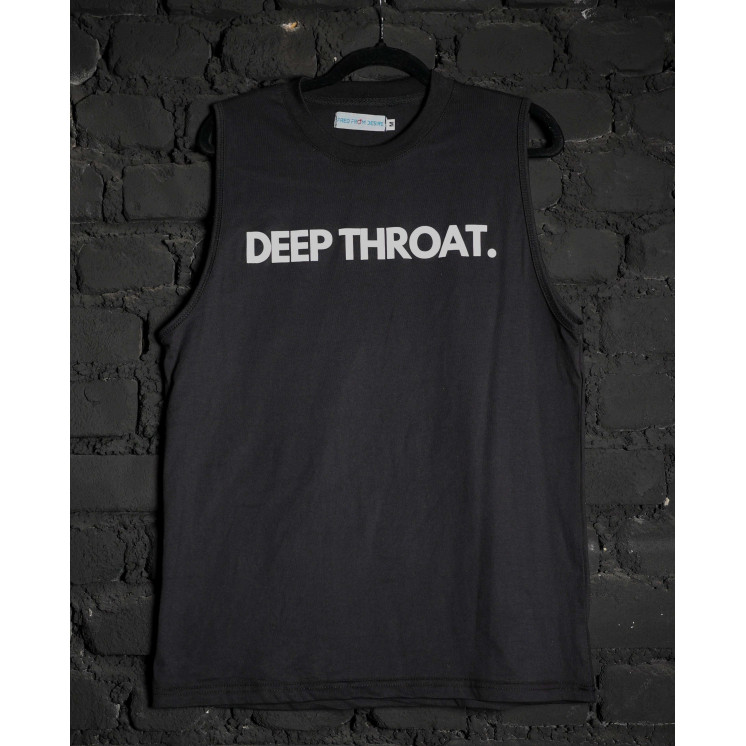 "DEEP THROAT" black tank top t-shirt, fitted cut 100% cotton