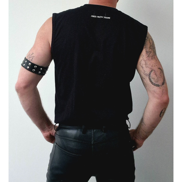 HARNESS, POPPERS, LUBE, ACTION! – Gay tank top by Fred from Desire