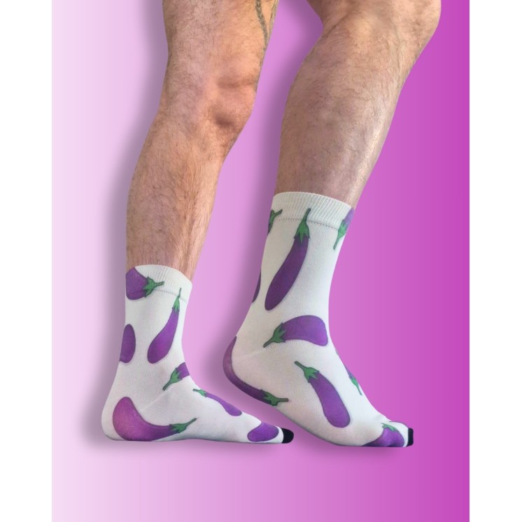 CHAUSSETTES MOTIFS AUBERGINES